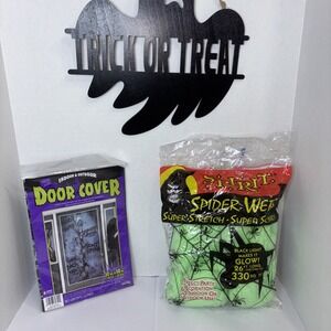 Halloween Decorations Hanging Door "Trick Or Treat" SpiderWeb, Door Cover Lotof3